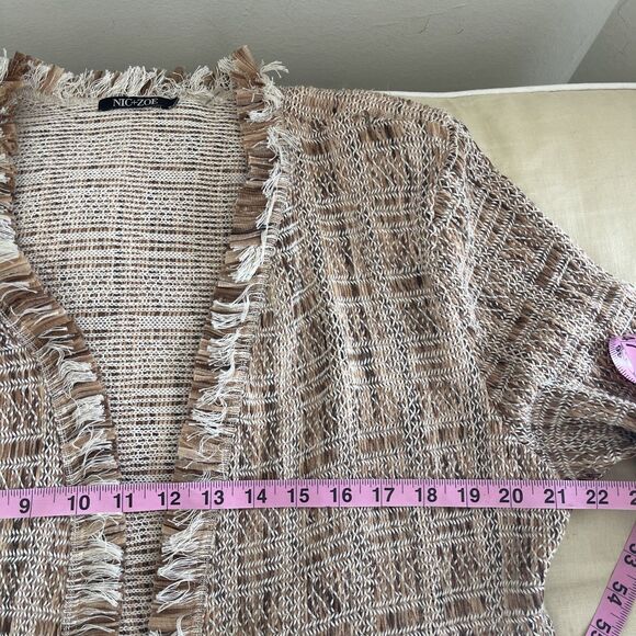 Nic+Zoe Iconic Cork Fringe Knit Jacket L - Picture 9 of 11